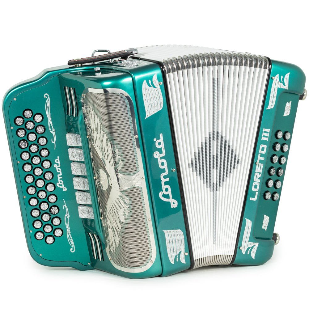 Sonola Loreto III Accordion 6 Switch 2-Tone FBE-EAD Teal with Silver