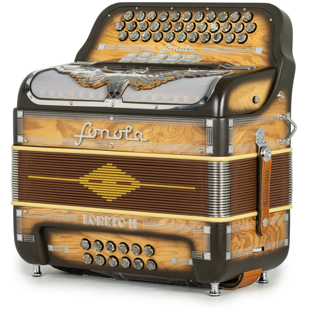 Sonola Loreto II Acordeón 5 Registros Mi Madera Mate y Cromo