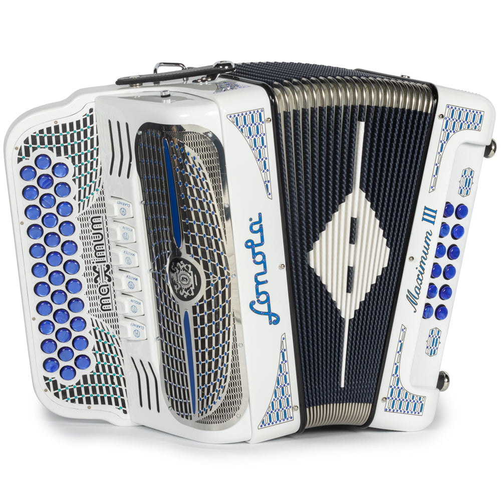 Sonola Maximum III Acordeón 6 Registros Fa-Mi Blanco y Azul