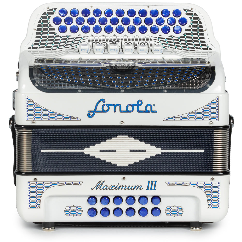 Sonola Maximum III Acordeón 6 Registros Fa-Mi Blanco y Azul