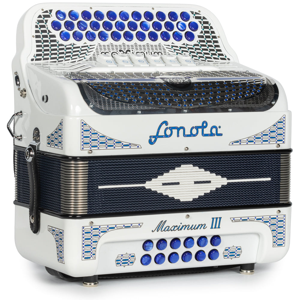 Sonola Maximum III Acordeón 6 Registros Fa-Mi Blanco y Azul