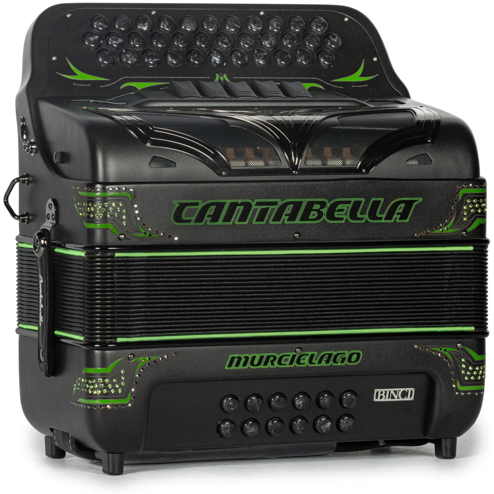 Cantabella Murcielago Accordion 5 Switch FBE Matte Grey and Green-accordions-Cantabella-Hermes Music-Accordion Pro Shop