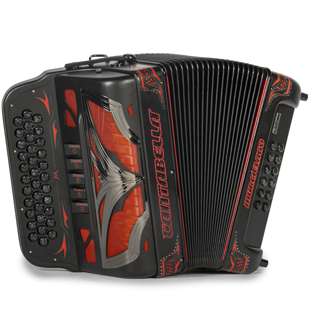 Cantabella Murcielago Accordion 5 Switch FBE Matte Grey and Red-accordions-Cantabella-Hermes Music-Accordion Pro Shop