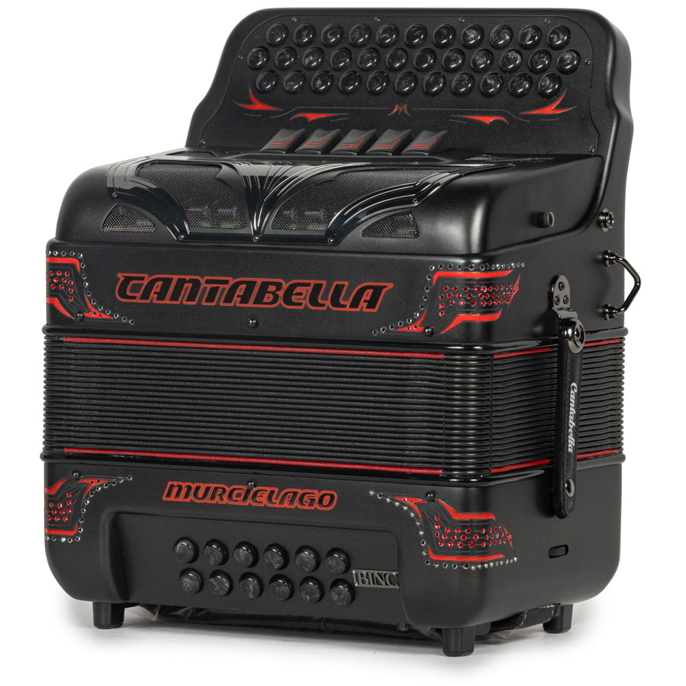 Cantabella Murcielago Accordion 5 Switch FBE Matte Grey and Red-accordions-Cantabella-Hermes Music-Accordion Pro Shop