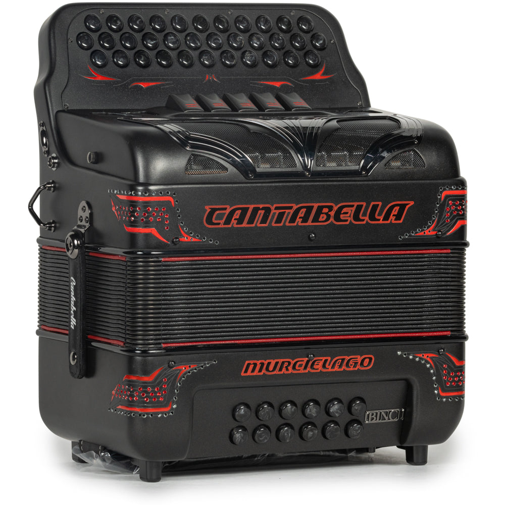 Cantabella Murcielago Accordion 5 Switch FBE Matte Grey and Red-accordions-Cantabella-Hermes Music-Accordion Pro Shop