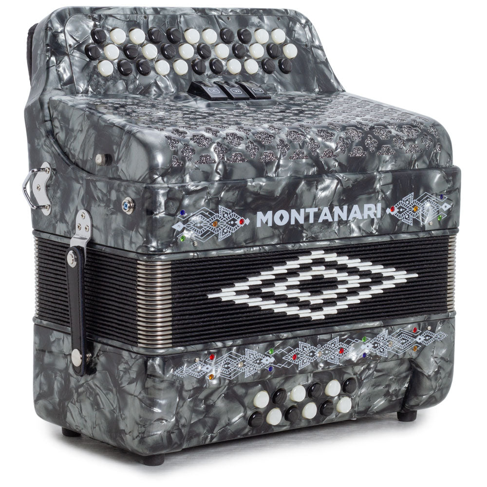 Montanari 3412 3 Switch Accordion FBE Gray-accordion-Montanari- Hermes Music
