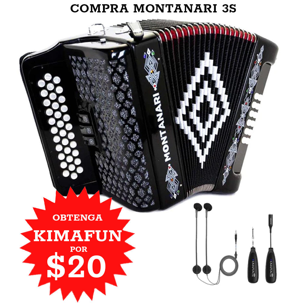 Montanari 3412 3 Switch Accordion FBE with Kimafun Microphone Bundle-bundle-Hermes Music- Hermes Music