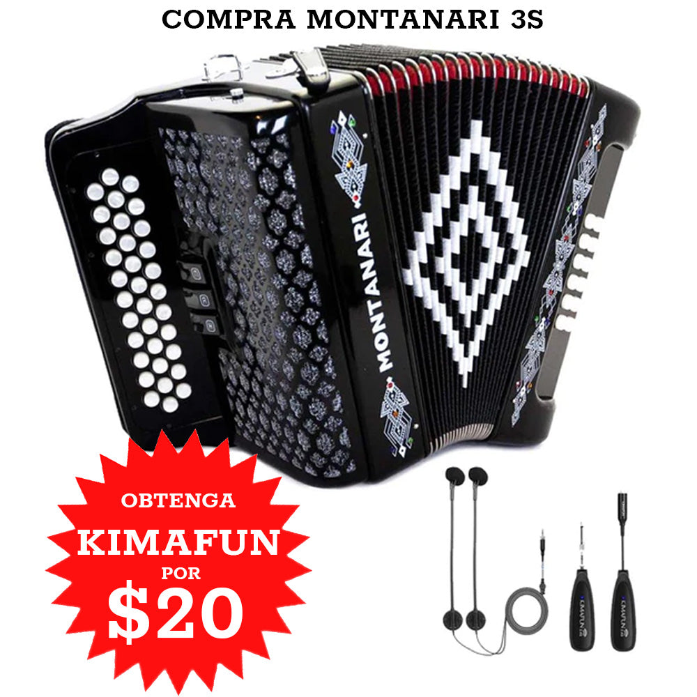 Montanari 3412 3 Switch GCF Accordion and Kimafun Microphone Bundle-bundle-Hermes Music- Hermes Music