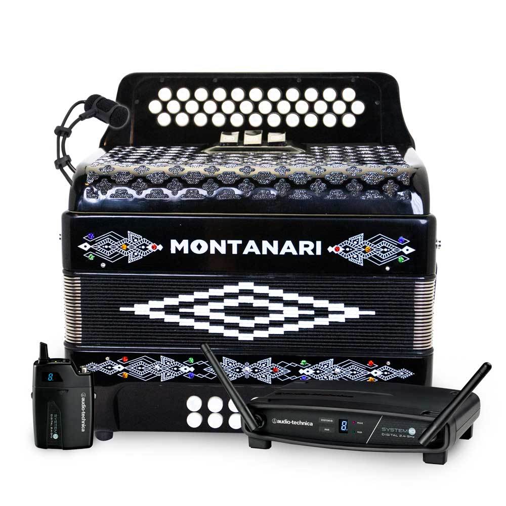 Montanari 3412 Accordion 3 Switch EAD Black Includes Wireless Microphone-bundle-Montanari- Hermes Music