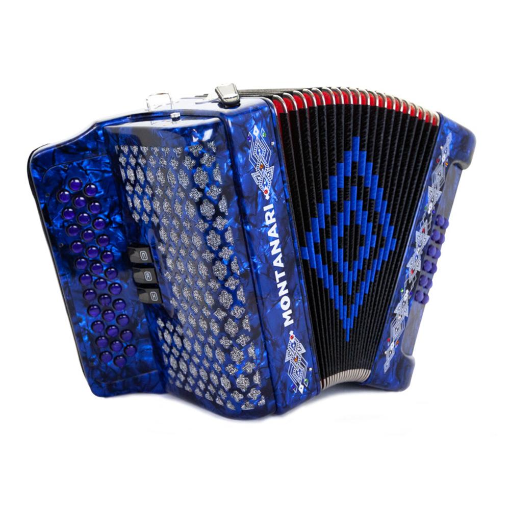 Montanari 3412 Accordion 3 Switch EAD Blue Includes Cantabella Straps-bundle-Montanari- Hermes Music