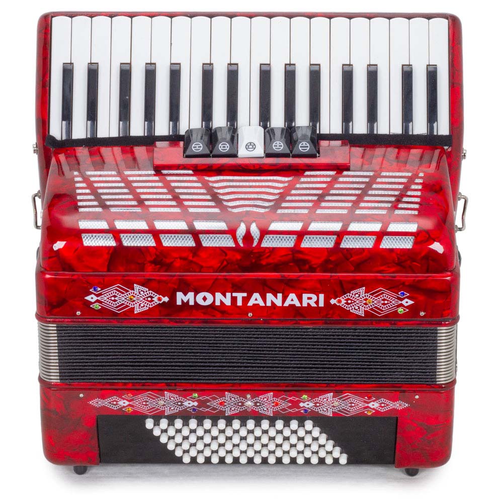 Montanari Piano Accordion 5 Switch 72 Bass 34 Keys Red-accordion-Montanari- Hermes Music
