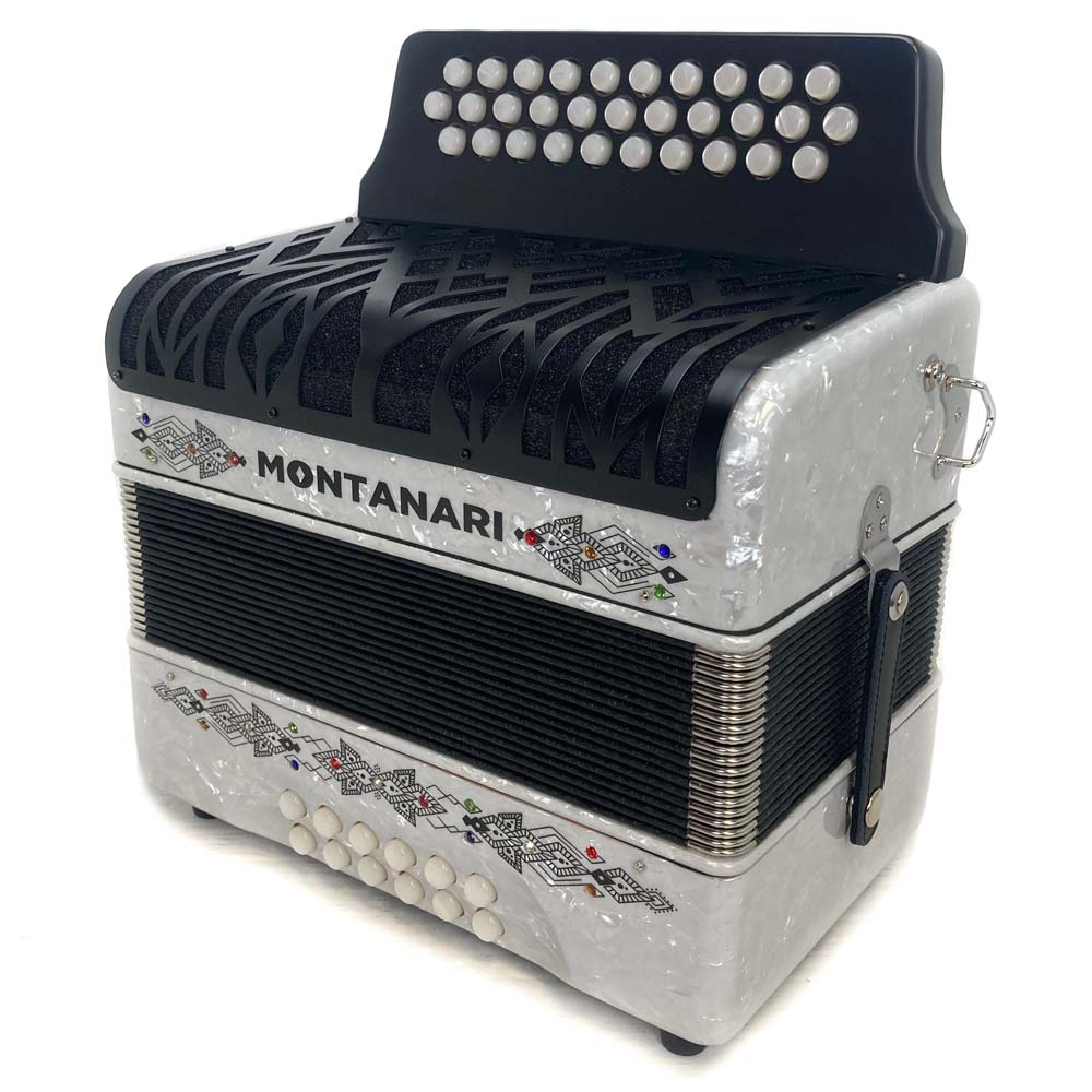Montanari Vallenato Accordion Si Bemol White-accordion-Montanari- Hermes Music