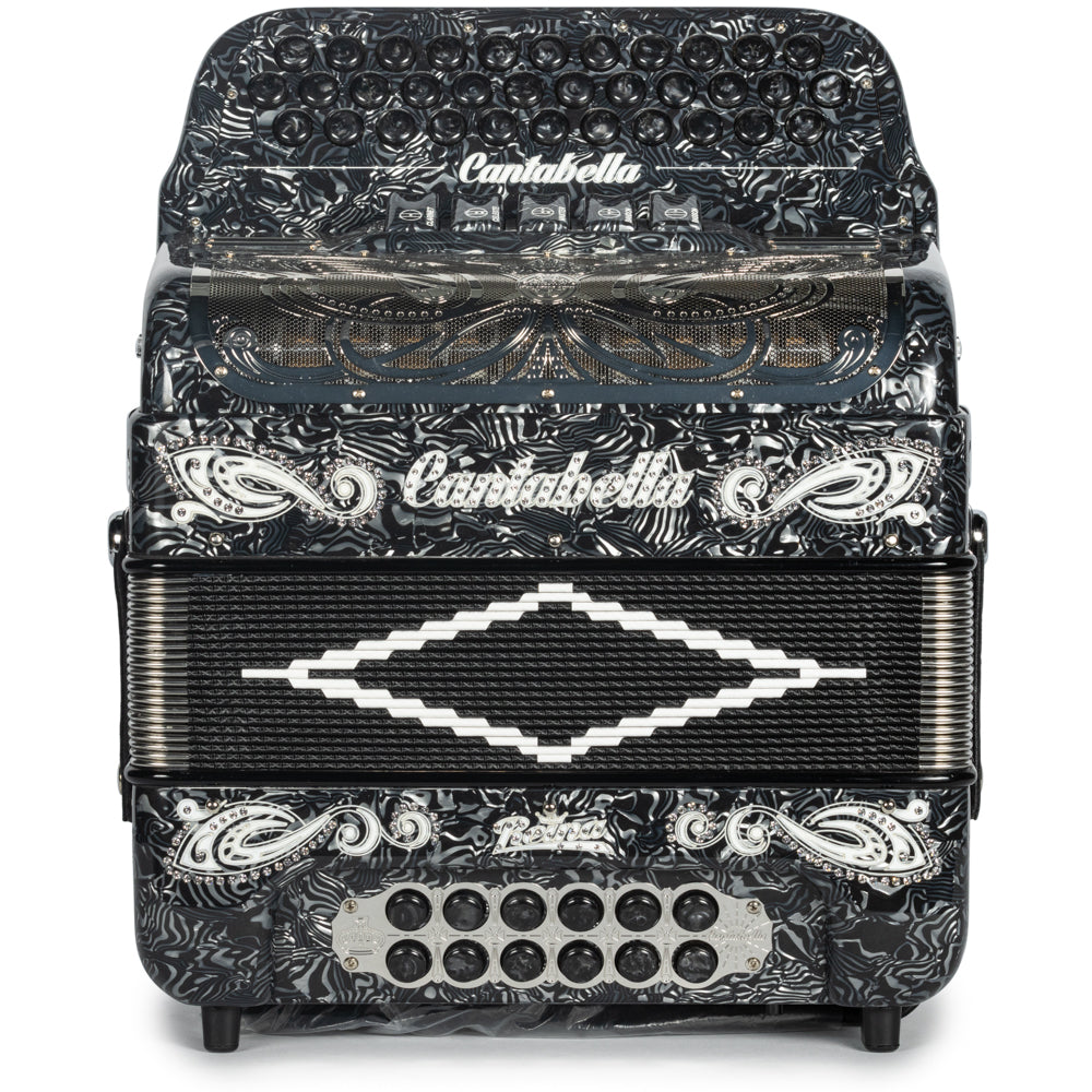 Cantabella Reina Acordeón 5 Registros Sol Ondas Gris Diapasón Pintado