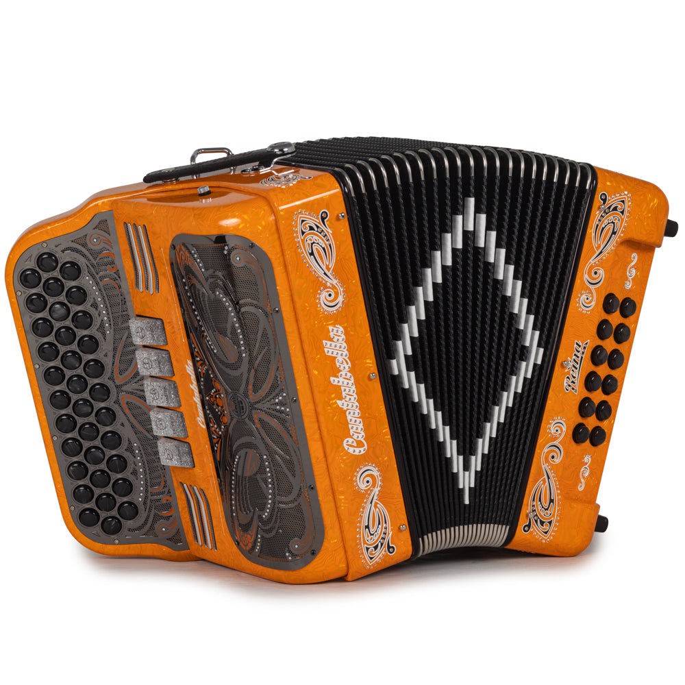 Cantabella Reina Acordeón Ultra Compacto 5 Registros Fa Naranja con Negro