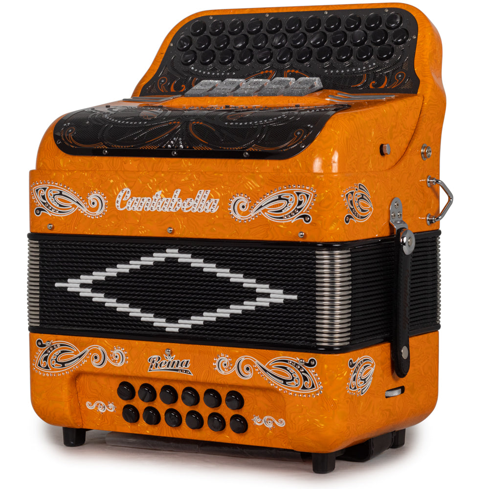 Cantabella Reina Acordeón Ultra Compacto 5 Registros Fa Naranja con Negro