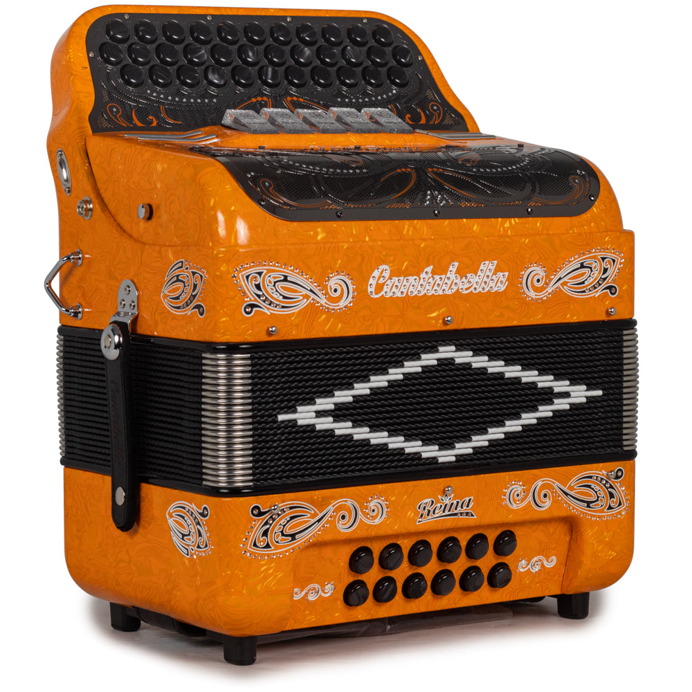 Cantabella Reina Acordeón Ultra Compacto 5 Registros Fa Naranja con Negro