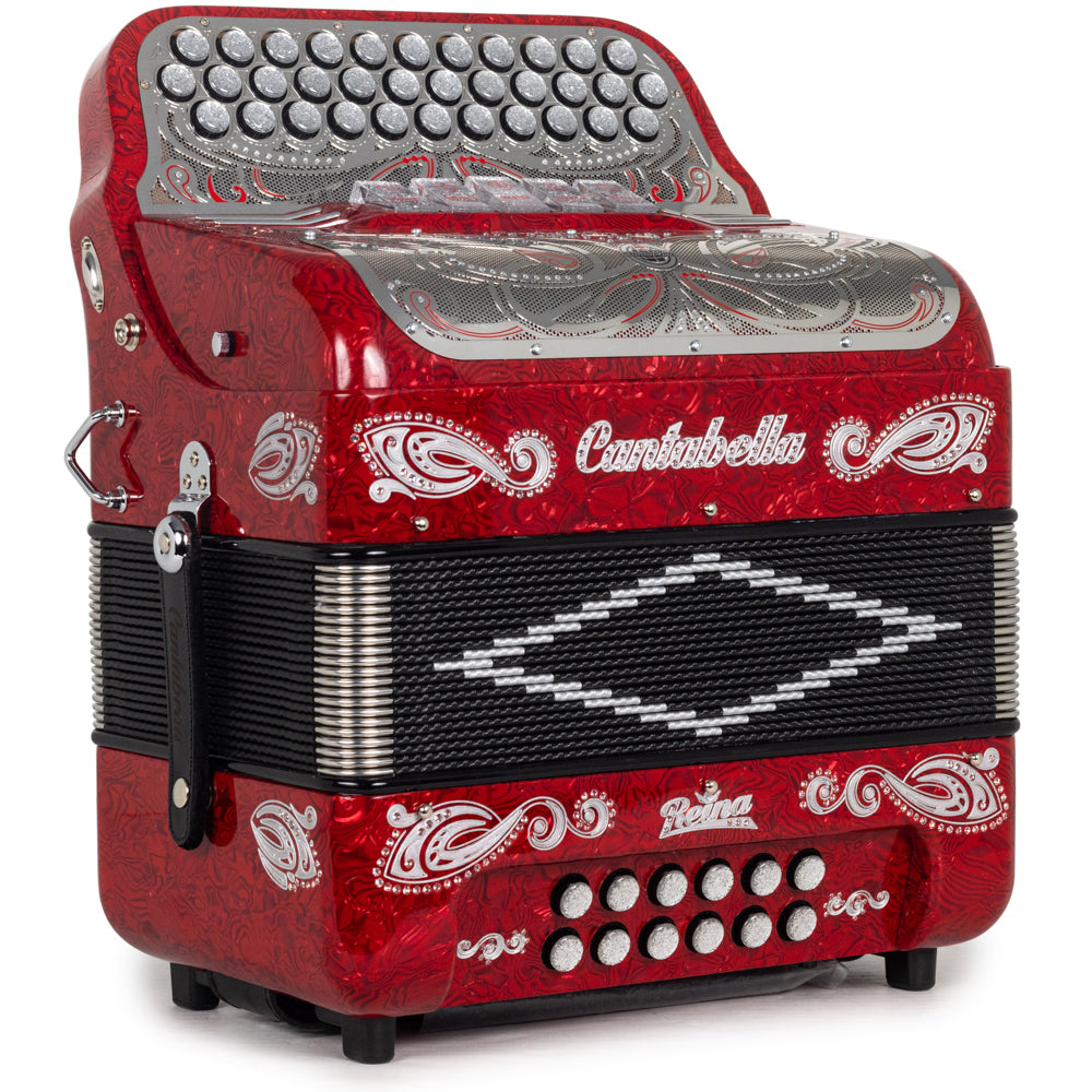Cantabella Reina Acordeón Ultra Compacto 5 Registros Mi Rojo con Cromo