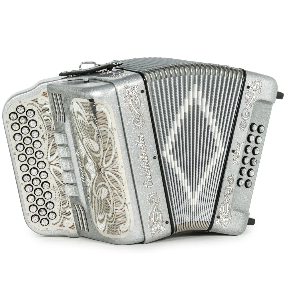 Cantabella Reina Acordeón 5 Registros Sol Plateado con Brillo