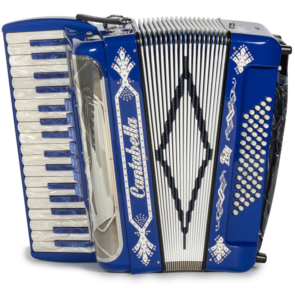 Cantabella Rey Piano Accordion 7 Switch Blue with White Hermes Music Accordion Pro Shop