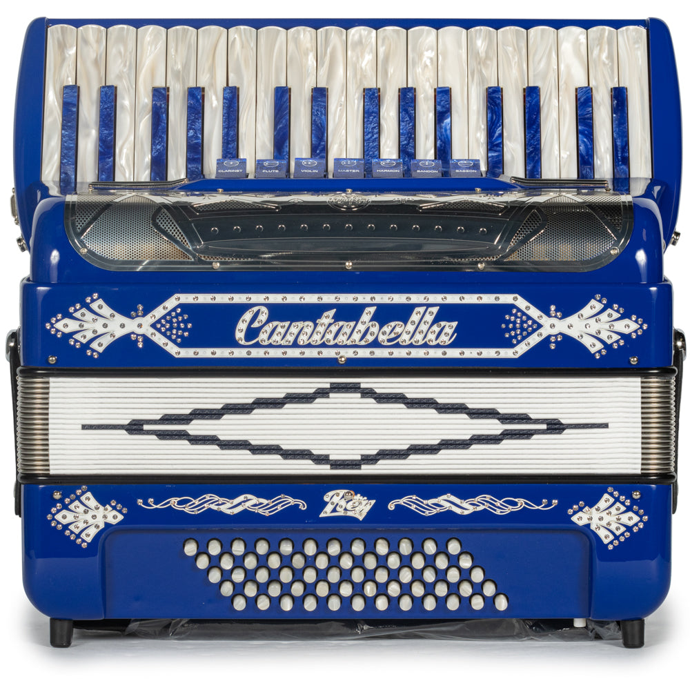 Cantabella Rey Piano Accordion 7 Switch Blue with White Hermes Music Accordion Pro Shop