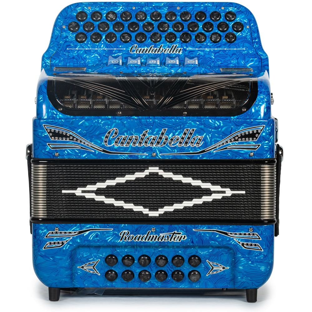 Cantabella Reina Acordeón 5 Registros Mi Ondas Azules con Negro y Diapasón Pintado