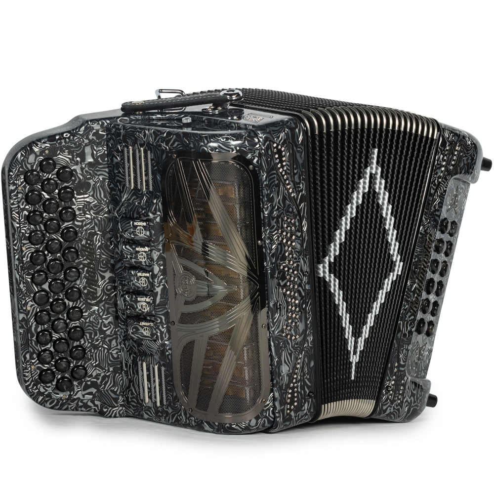 Cantabella Roadmaster Acordeón 5 Registros Fa Ondas Gris con Negro y Diapasón Pintado