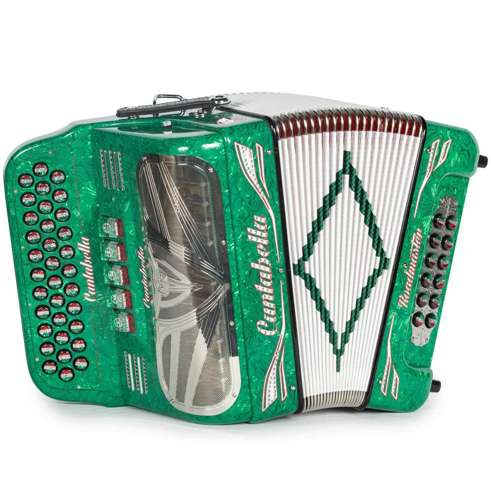 Cantabella Roadmaster Acordeón 5 Registros Fa Ondas Verde Diapasón Pintado