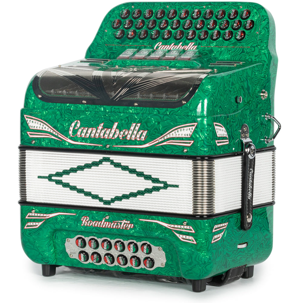 Cantabella Roadmaster Acordeón 5 Registros Fa Ondas Verde Diapasón Pintado