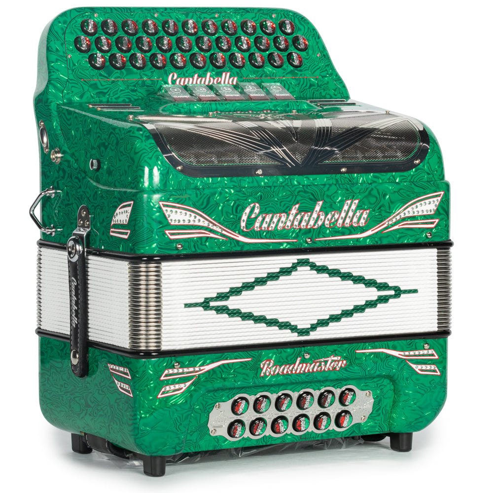 Cantabella Roadmaster Acordeón 5 Registros Fa Ondas Verde Diapasón Pintado