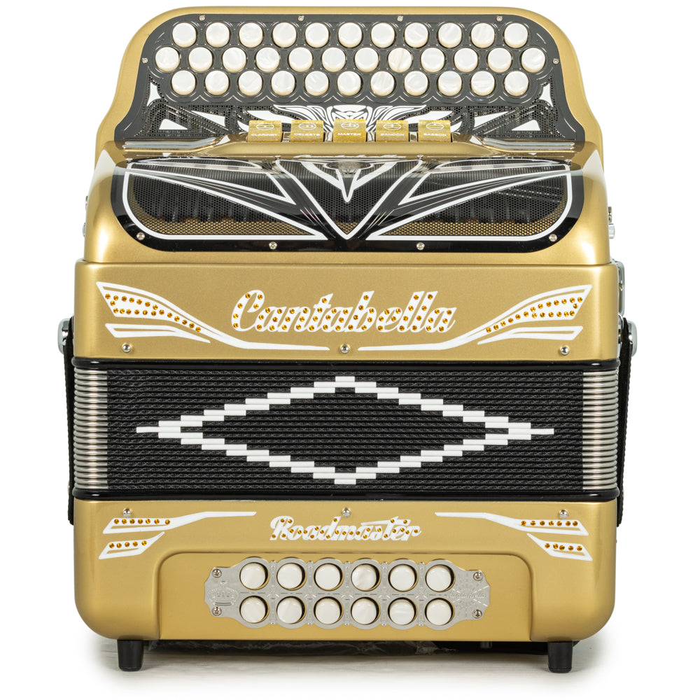 Cantabella Roadmaster Acordeón Ultra Compacto 5 Registros Mi Oro y Blanco