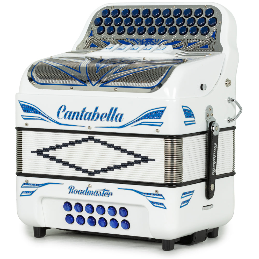 Cantabella Roadmaster Acordeón Ultra Compacto 5 Registros Mi Blanco y Azul