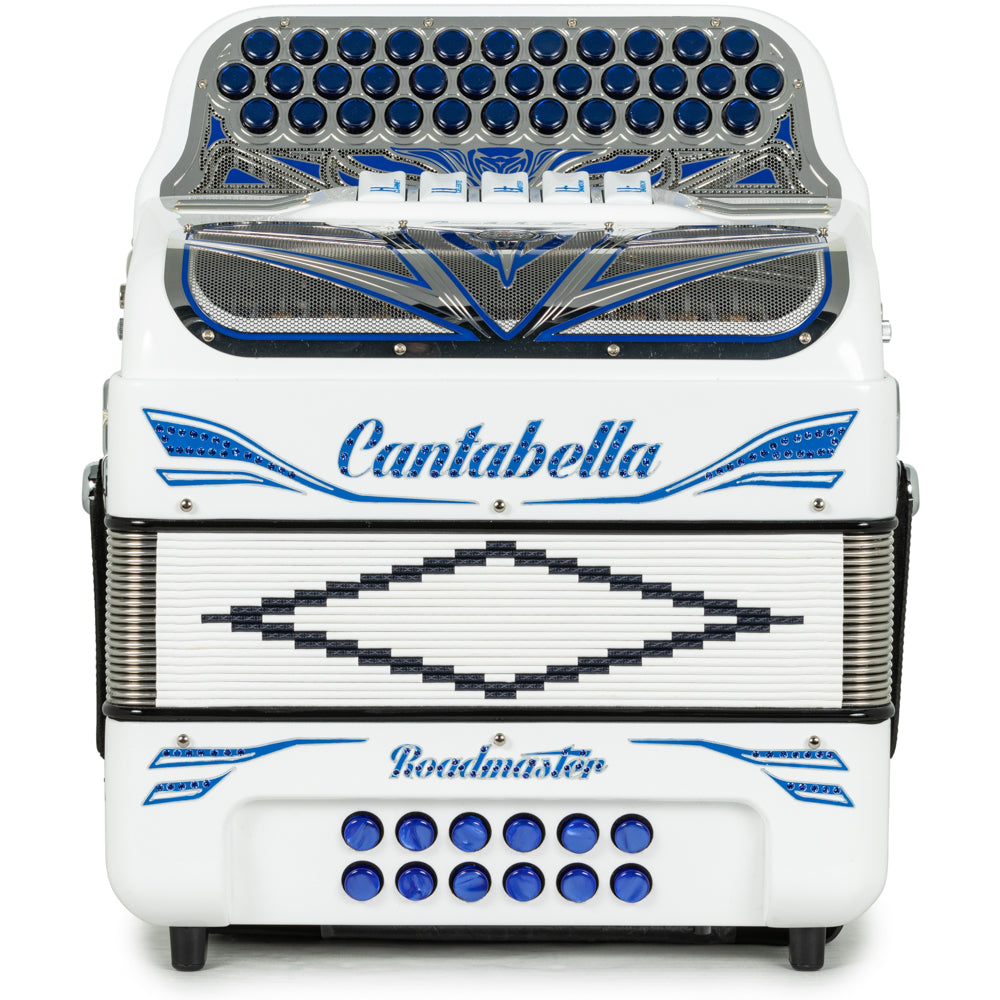 Cantabella Roadmaster Acordeón Ultra Compacto 5 Registros Mi Blanco y Azul