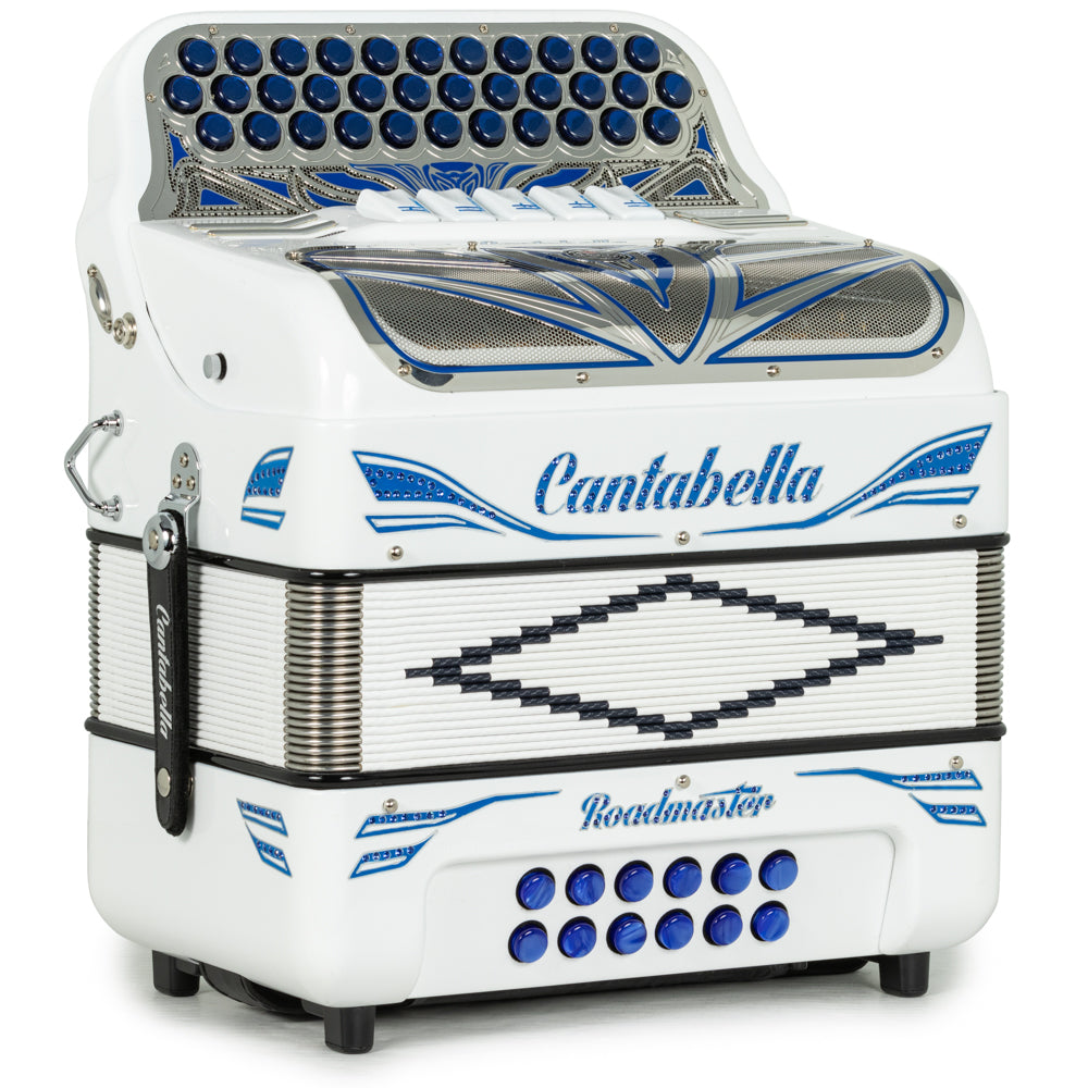 Cantabella Roadmaster Acordeón Ultra Compacto 5 Registros Mi Blanco y Azul