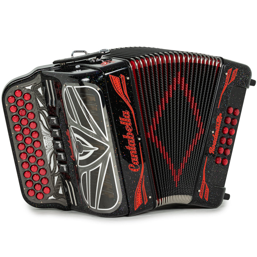 Cantabella Roadmaster Acordeón Ultra Compacto 5 Registros Fa Brillo Negro con Rojo