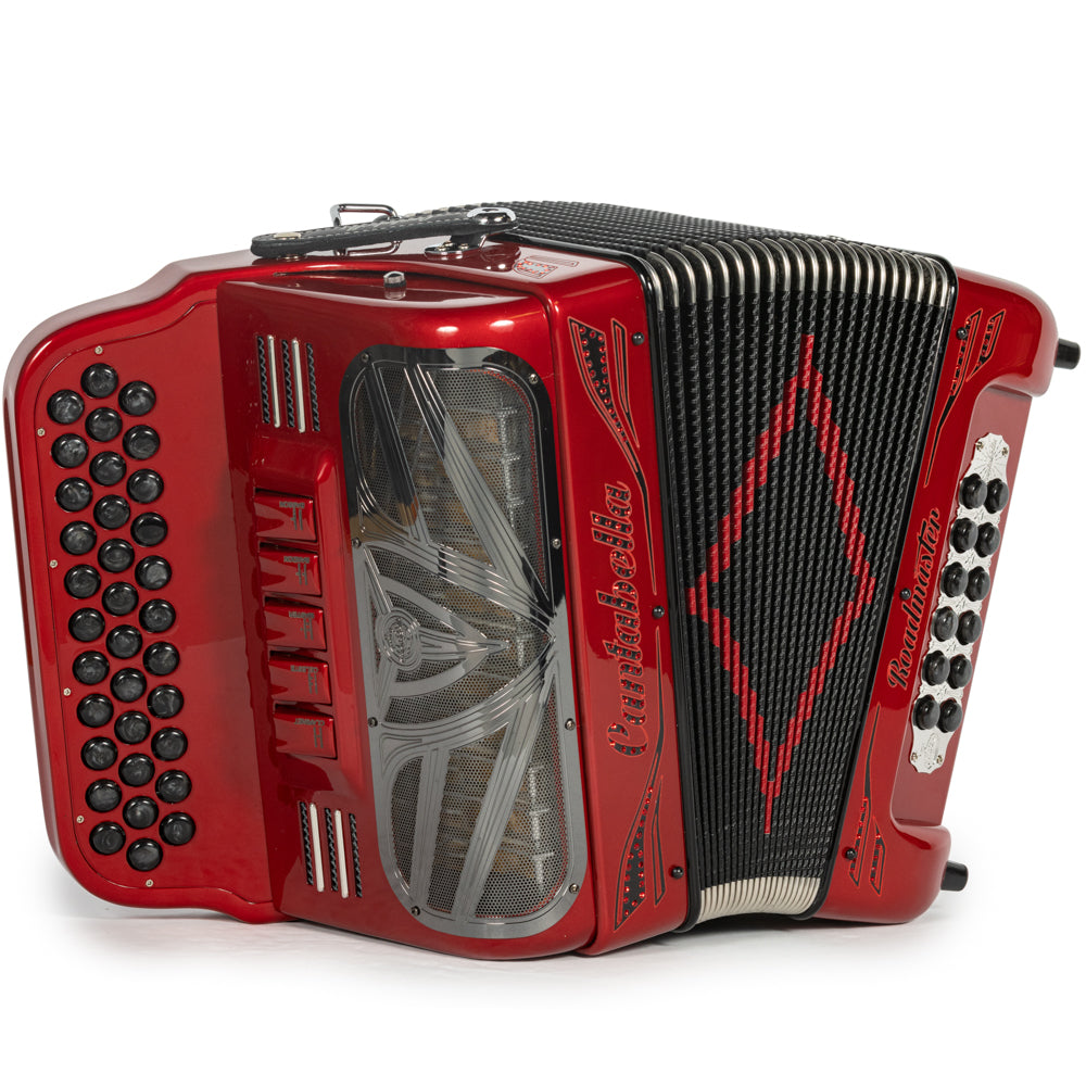 Cantabella Roadmaster Acordeón 5 Registros Mi Rojo Metallico y Negro con Diapasón Pintado