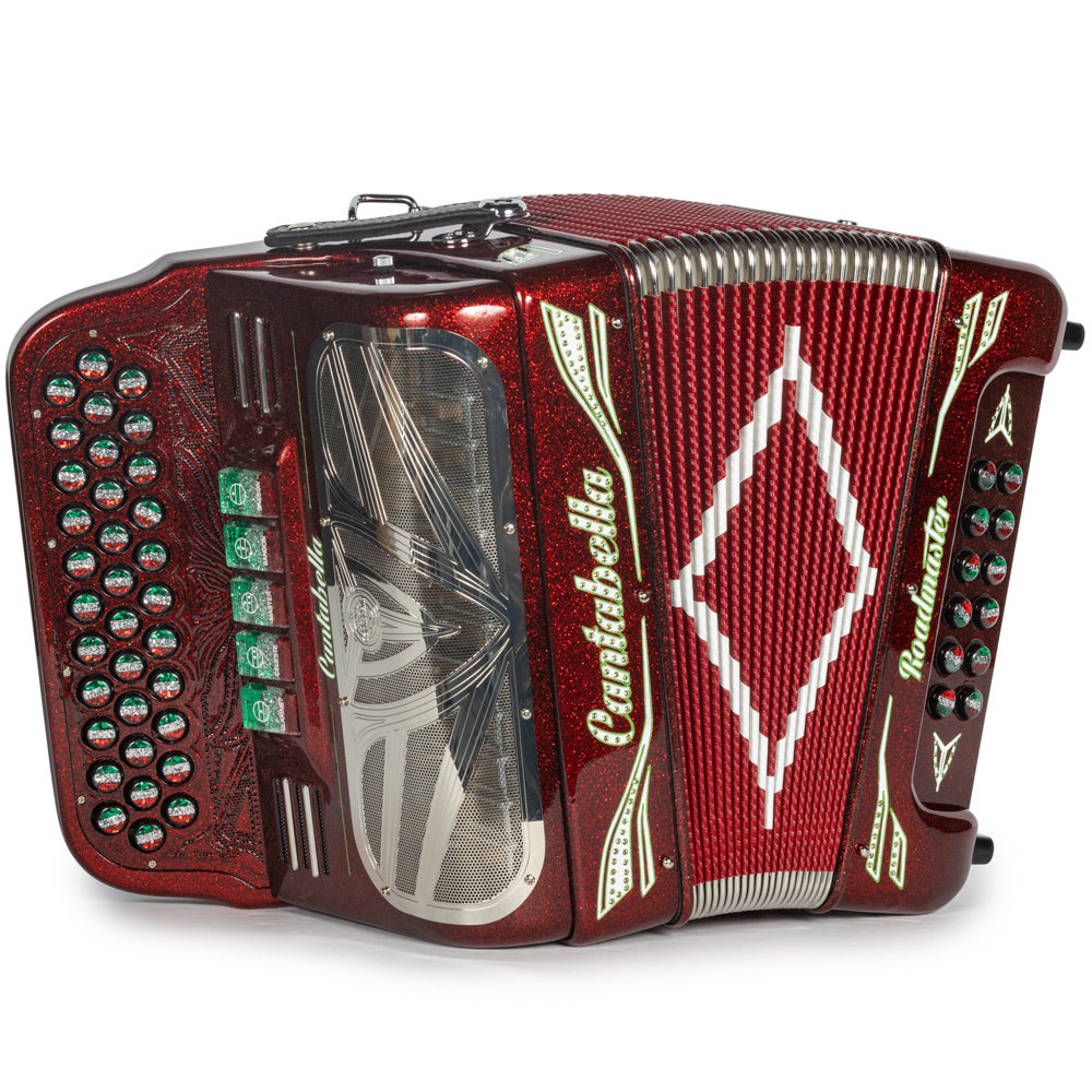 Cantabella Roadmaster Acordeón 5 Registros Fa Brillo Rojo Diapasón Pintado