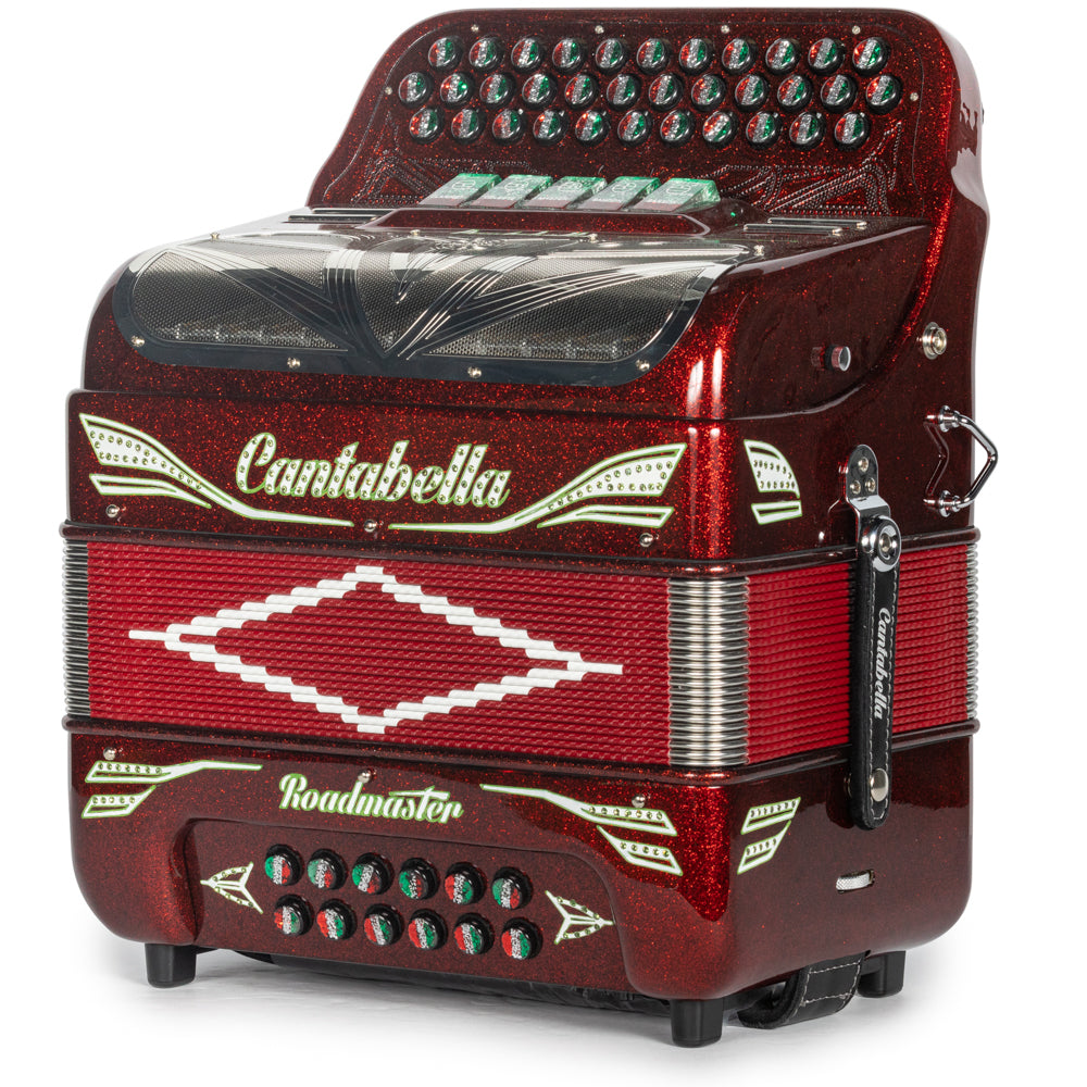 Cantabella Roadmaster Acordeón 5 Registros Fa Brillo Rojo Diapasón Pintado