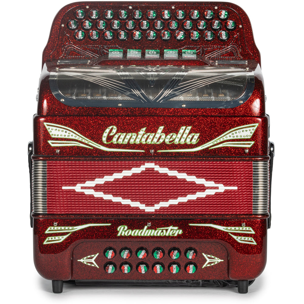 Cantabella Roadmaster Acordeón 5 Registros Fa Brillo Rojo Diapasón Pintado