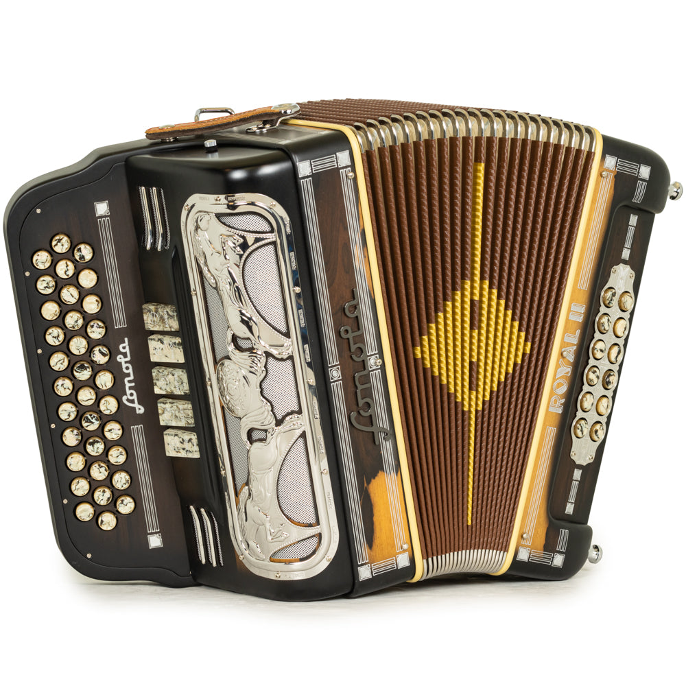 Sonola Royal II Acordeón 5 Registros Fa Madera Oscura Pulida y Plata