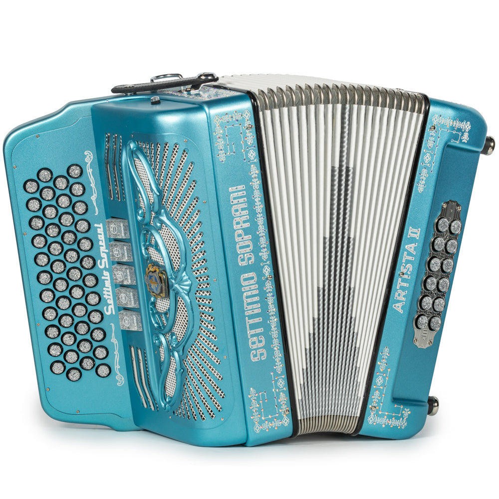 Settimio Soprani Artista II 5 Switch Accordion EAD Matte Light Blue with Silver-Settimio Soprani-Hermes Music-Accordion Pro Shop