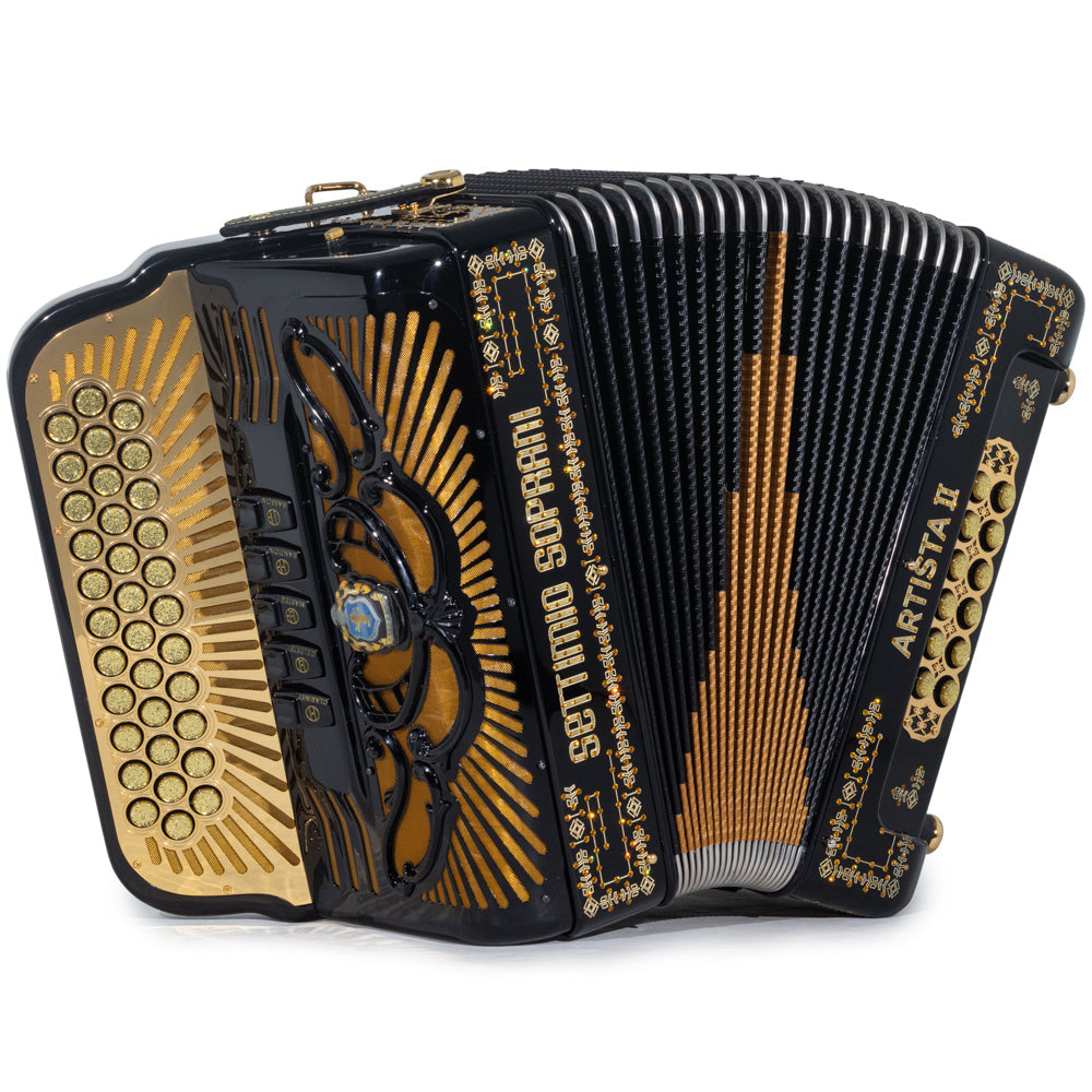 Settimio Soprani Artista II Ultra Compacto Acordeon 5 Registros Fa Negro y Oro