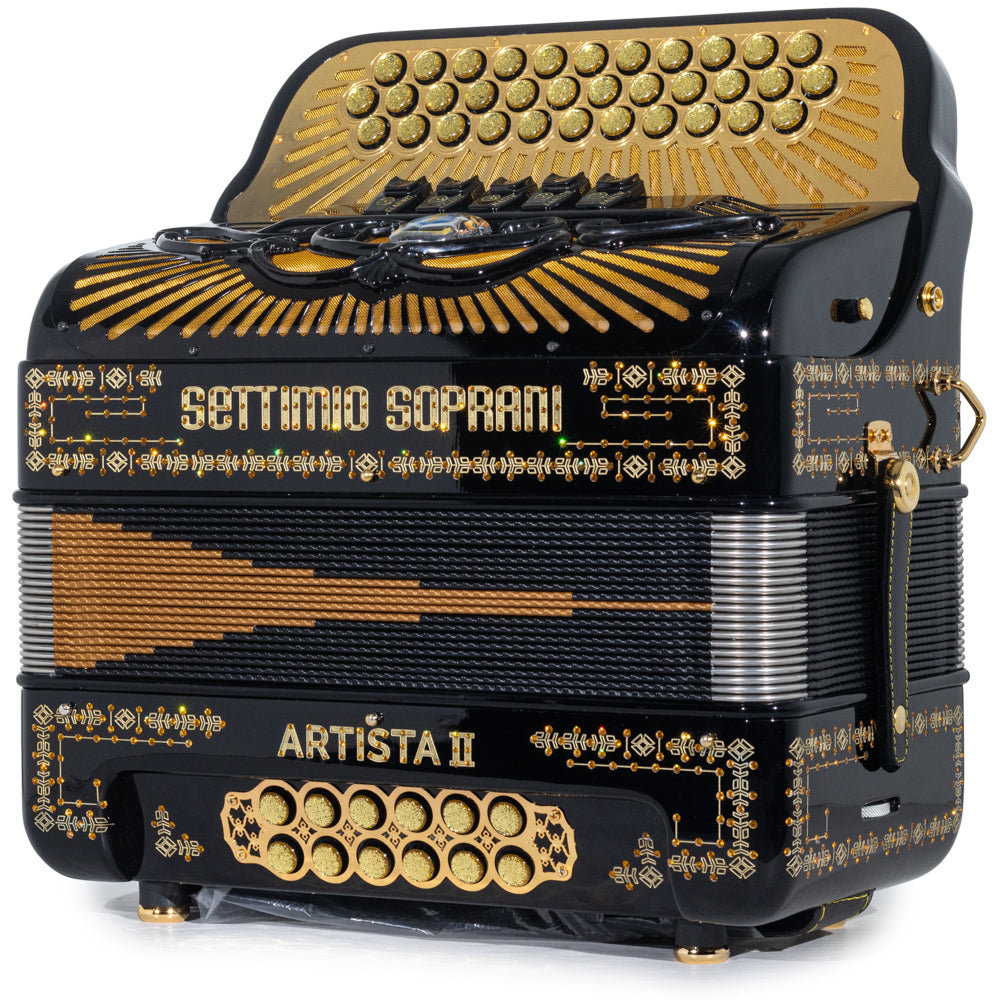 Settimio Soprani Artista II Ultra Compacto Acordeon 5 Registros Fa Negro y Oro