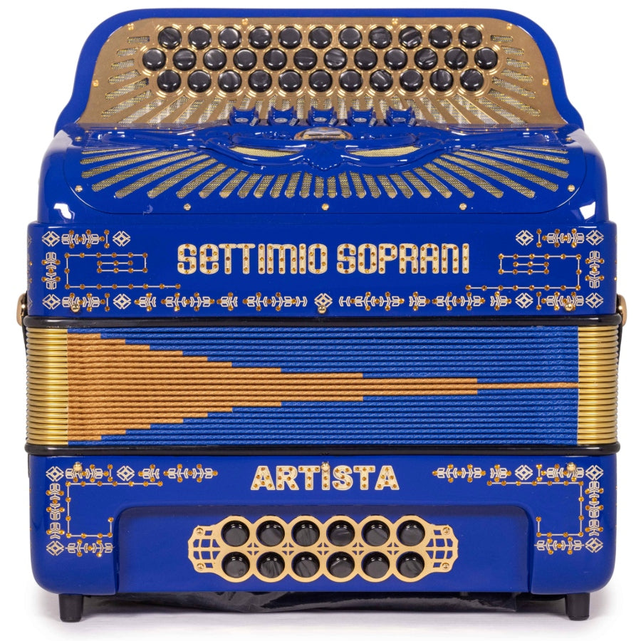 Settimio Soprani Artista III Acordeon 5 Registros FBE Azul con Dorado
