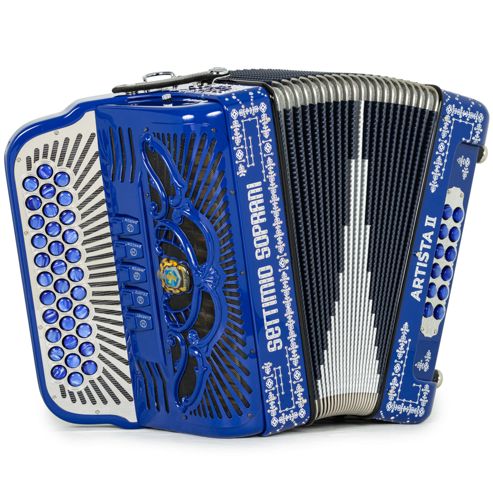Settimio Soprani Artista II Ultra Compacto Acordeon 5 Registros Mi Azul y Blanco