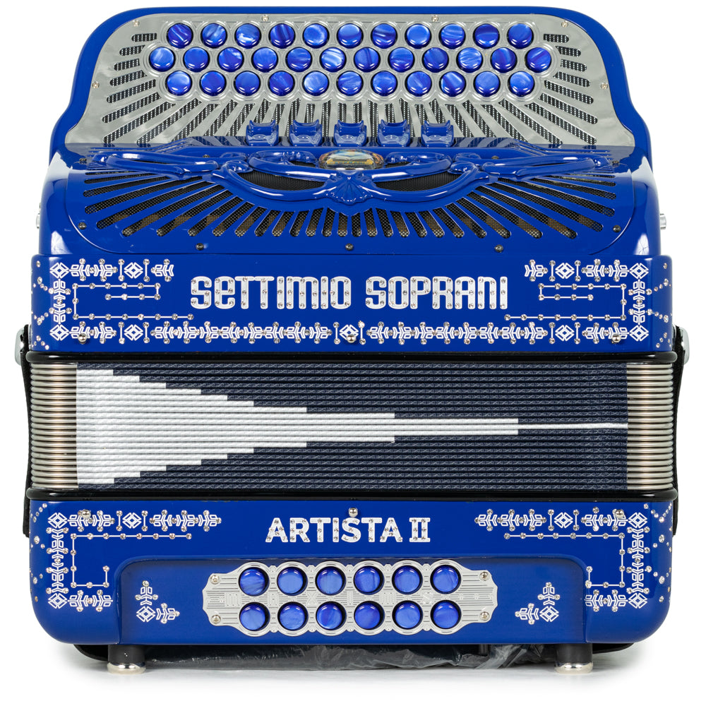 Settimio Soprani Artista II Ultra Compacto Acordeon 5 Registros Mi Azul y Blanco