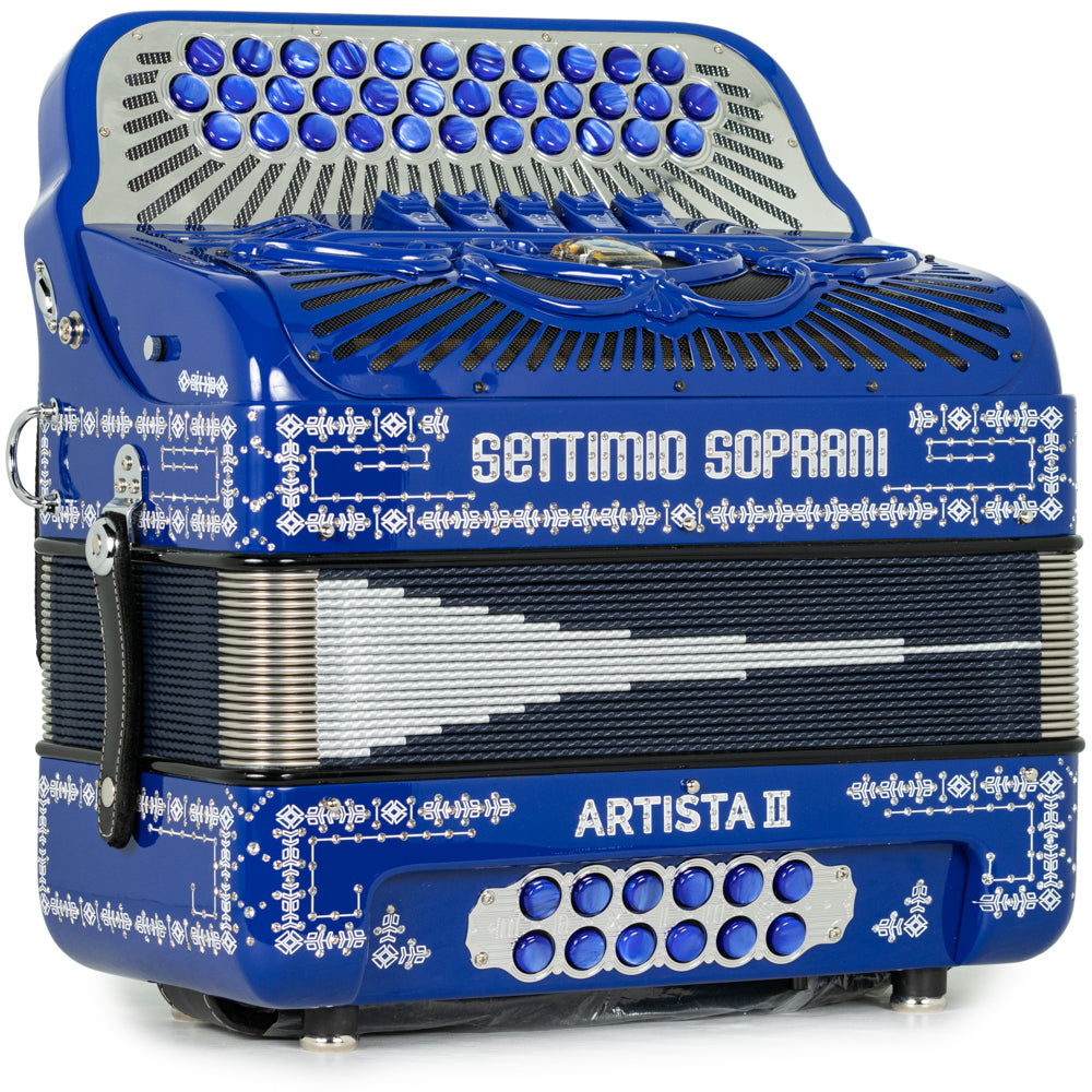Settimio Soprani Artista II Ultra Compacto Acordeon 5 Registros Mi Azul y Blanco