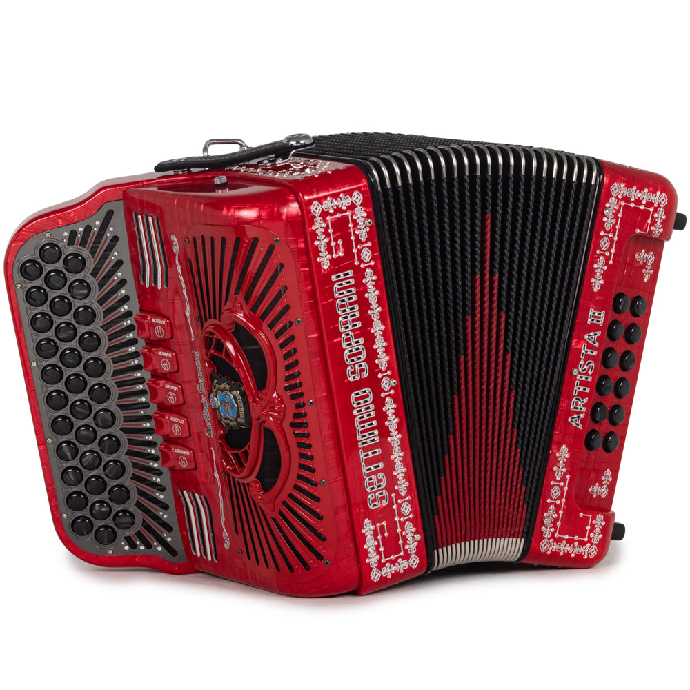 Settimio Soprani Artista II Ultra Compacto Acordeon 5 Registros Fa Rojo con Negro