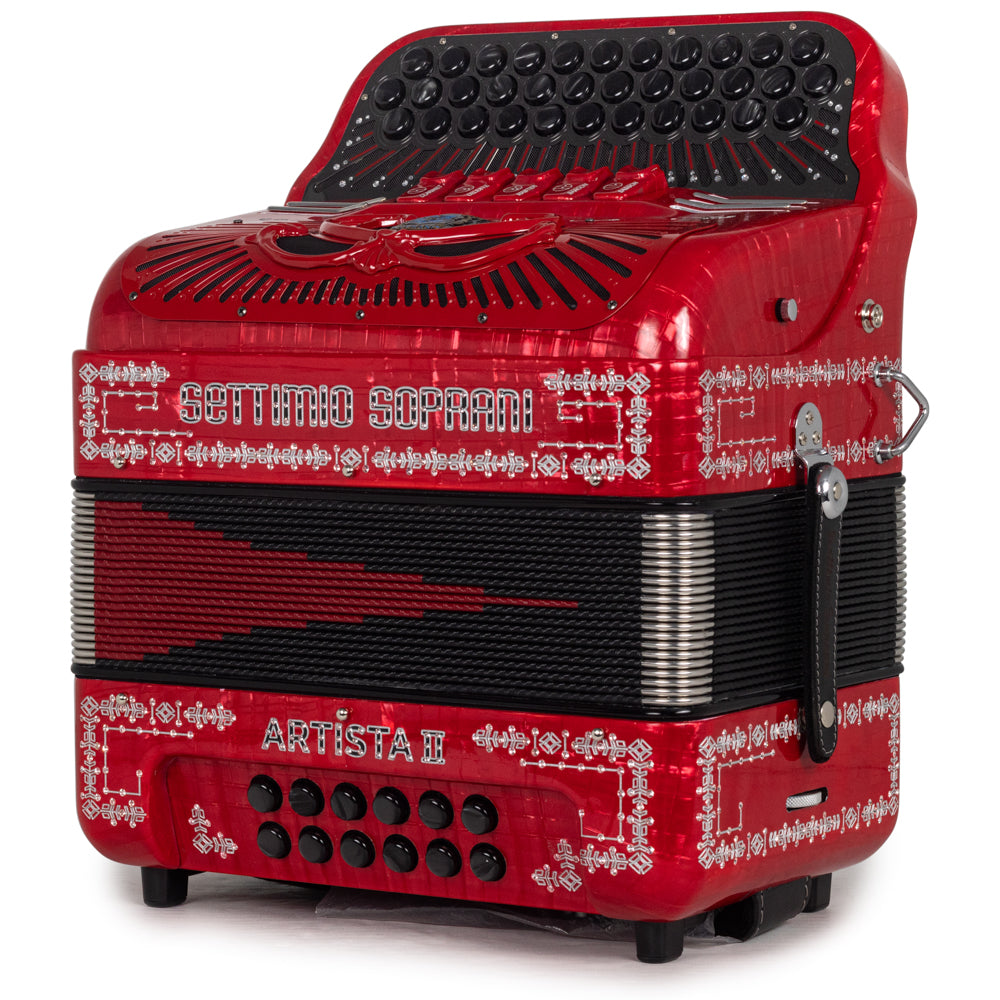 Settimio Soprani Artista II Ultra Compacto Acordeon 5 Registros Fa Rojo con Negro