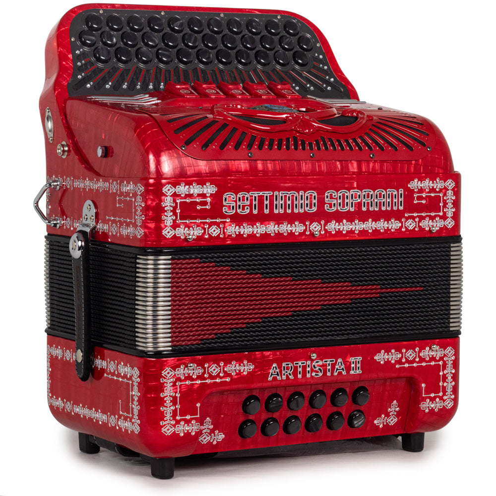Settimio Soprani Artista II Ultra Compacto Acordeon 5 Registros Fa Rojo con Negro