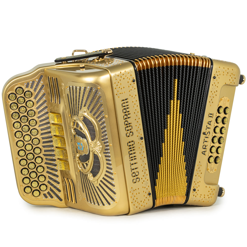 Settimio Soprani Artista II Ultra Compacto Acordeon 5 Registros Fa Oro y Negro